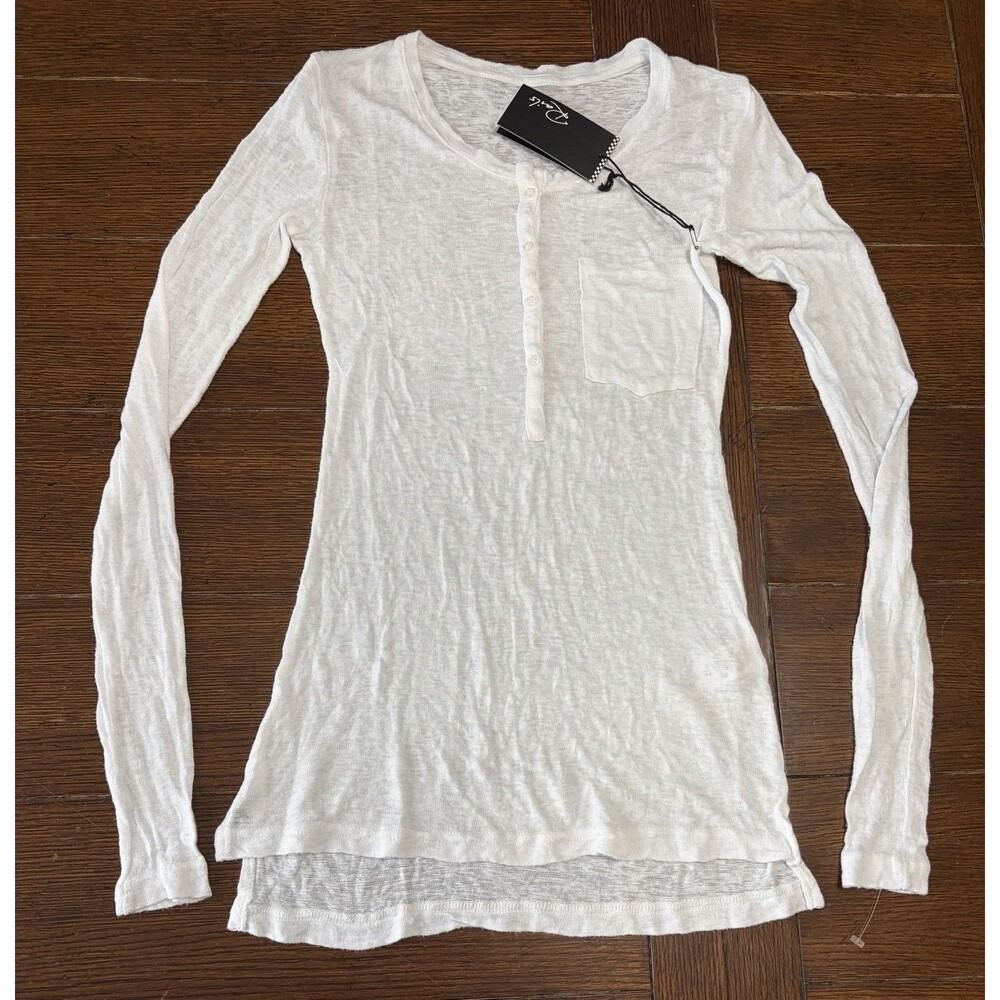 Rails White Long Sleeve Henley Shirt with Pocket Made in USA Size S NWT